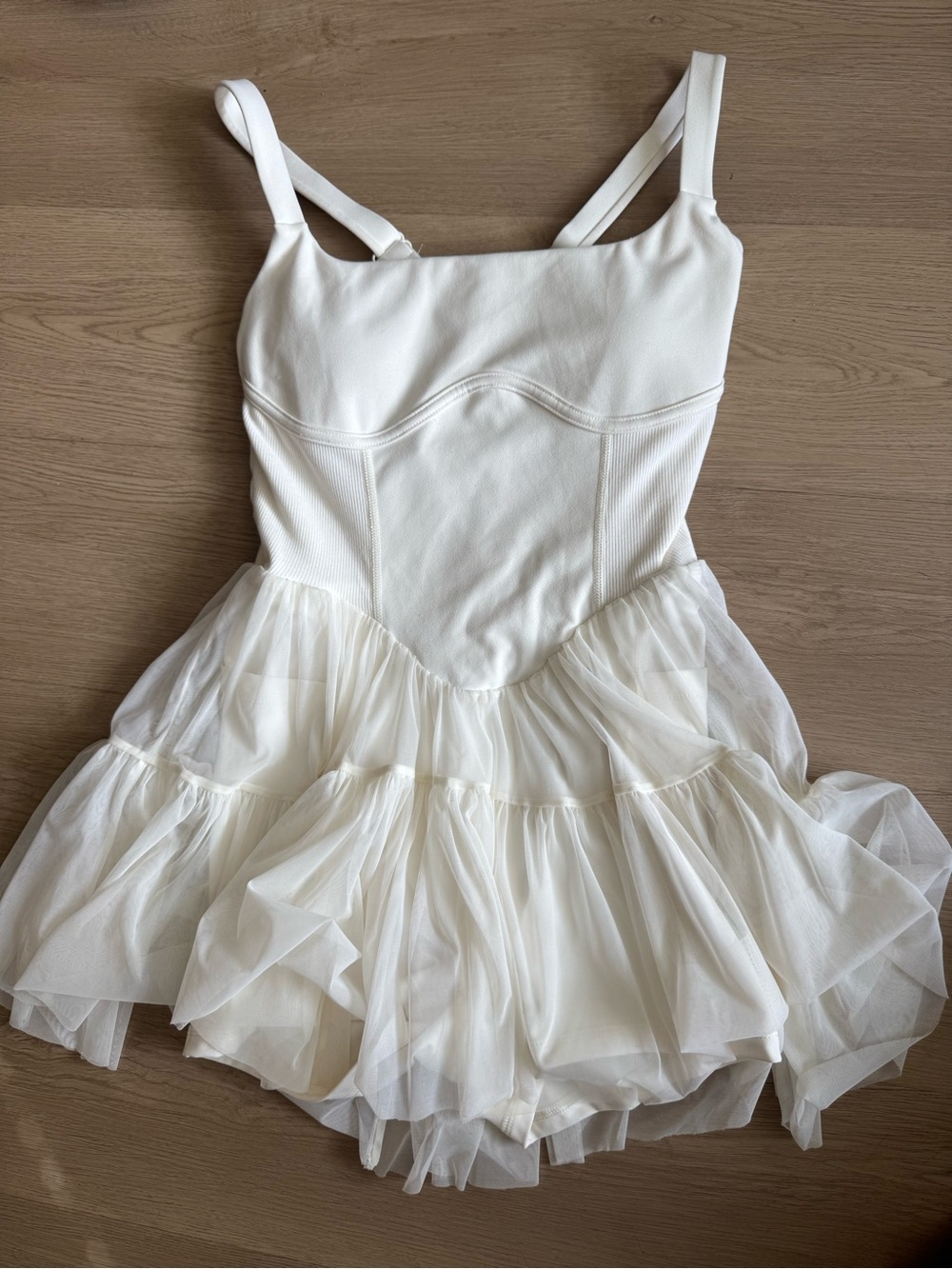 POPFLEX White Tiered Tulle Slip Dress